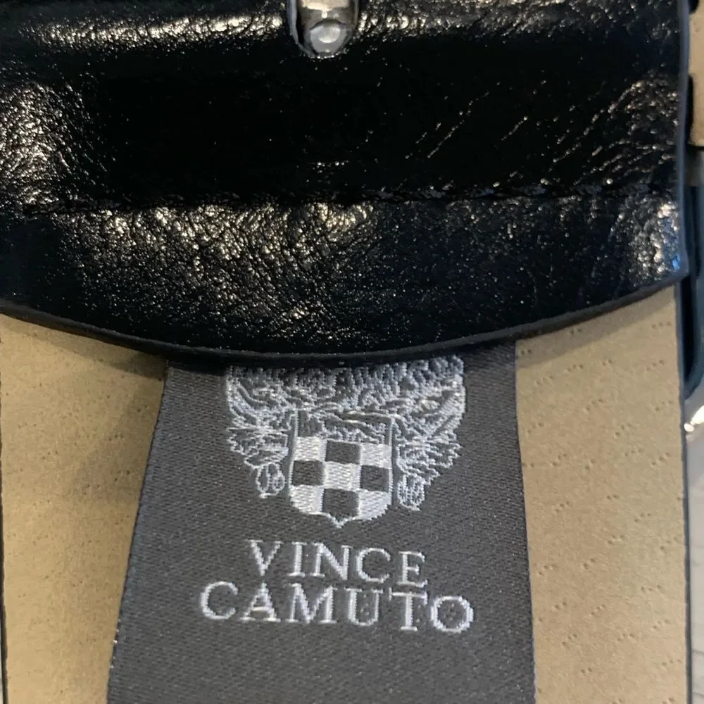 Vince Camuto Black Leather Belt with Silver Buckle NWOT